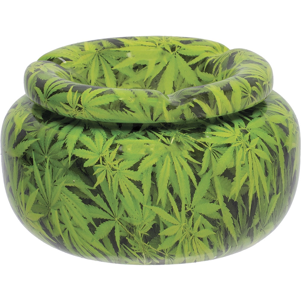 Moroccan Ceramic Ashtray - Green Leaves