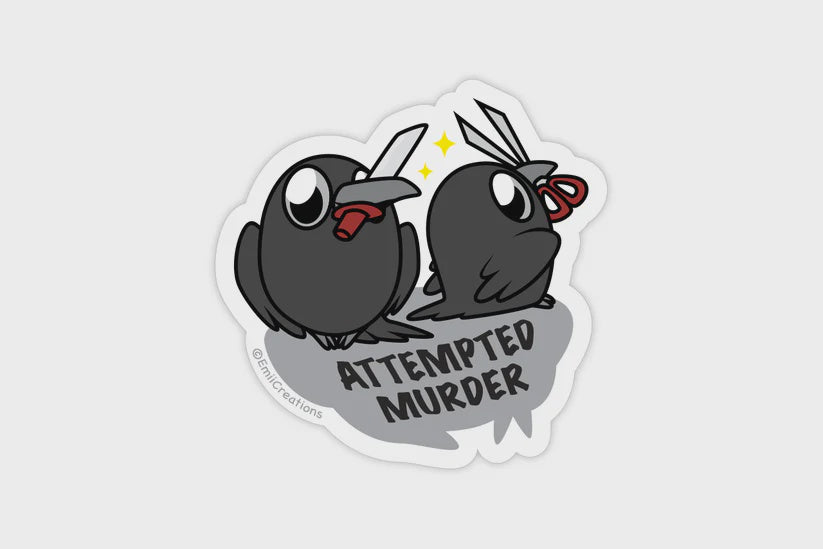 Cute Crow Attemping Murder Sticker