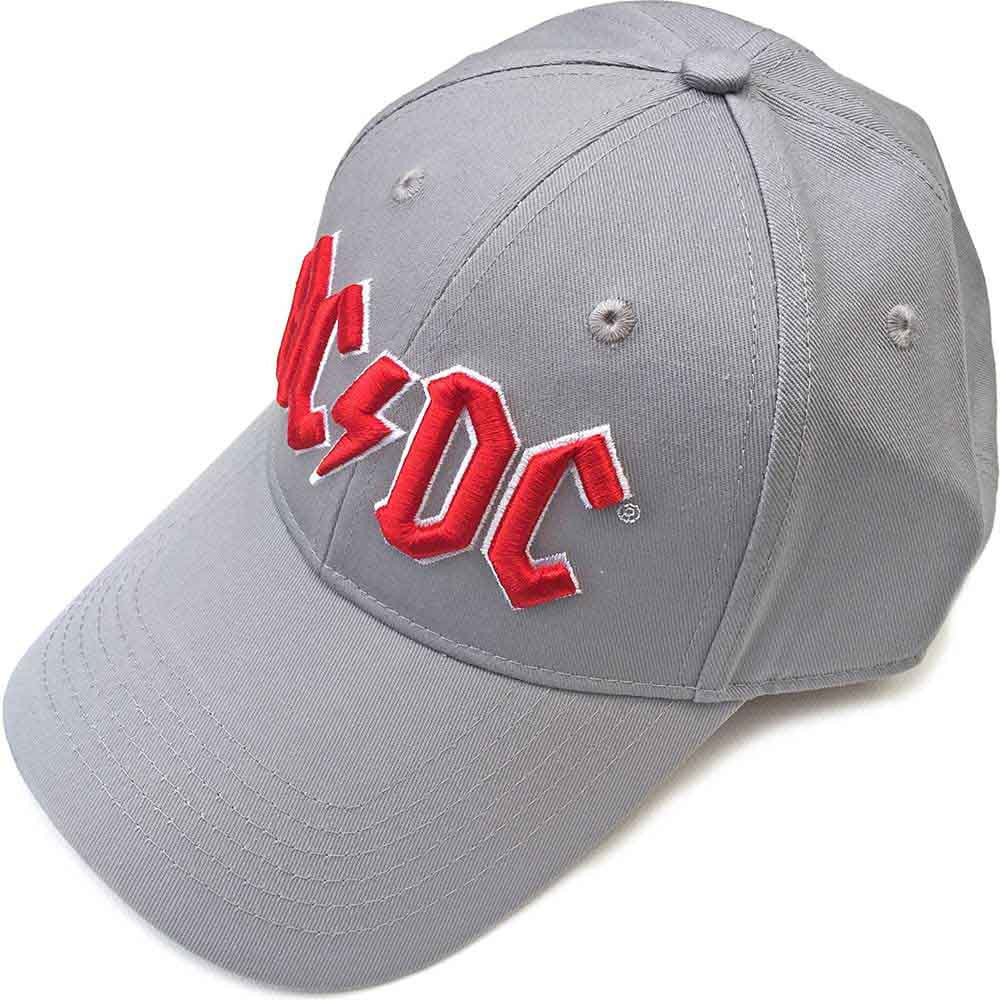 AC/DC UNISEX BASEBALL CAP: RED LOGO (GREY)