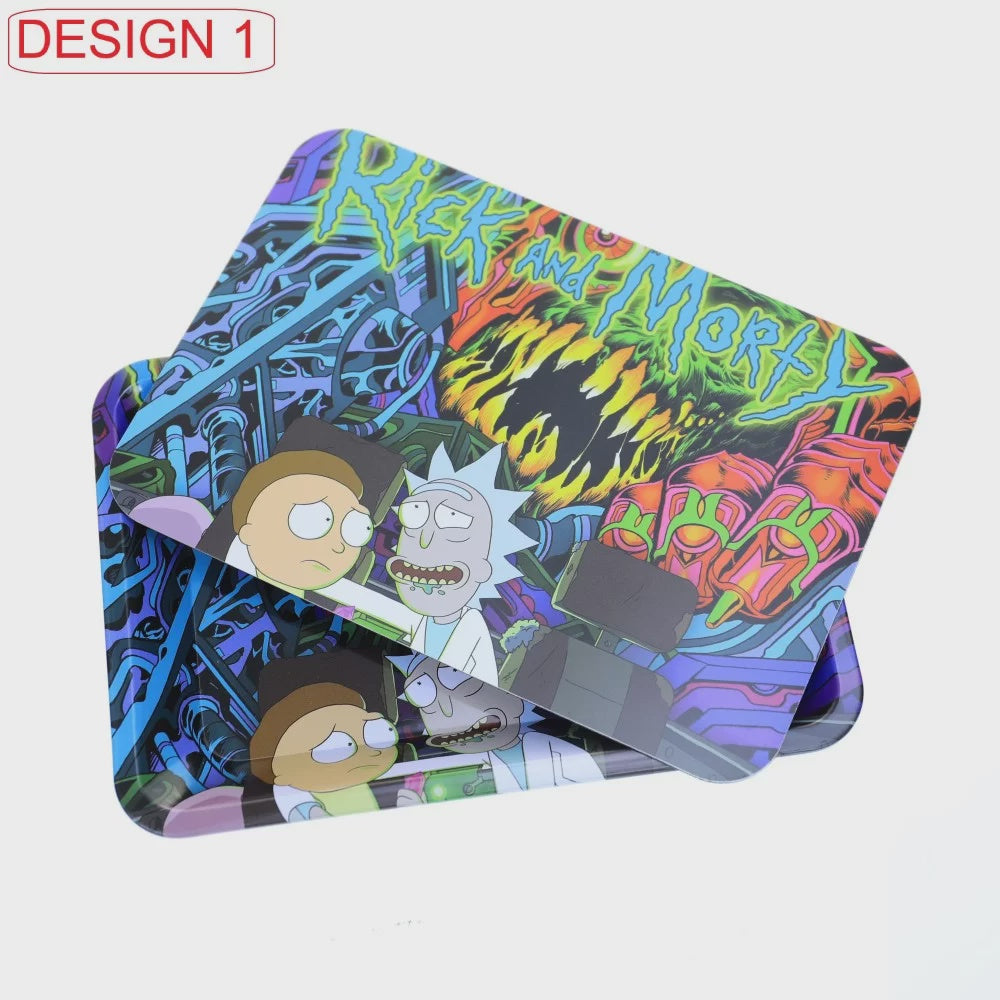 Clover - Schwifty Art Small Rolling Tray W/ Magnetic Lid (5 X 7) - Design 1