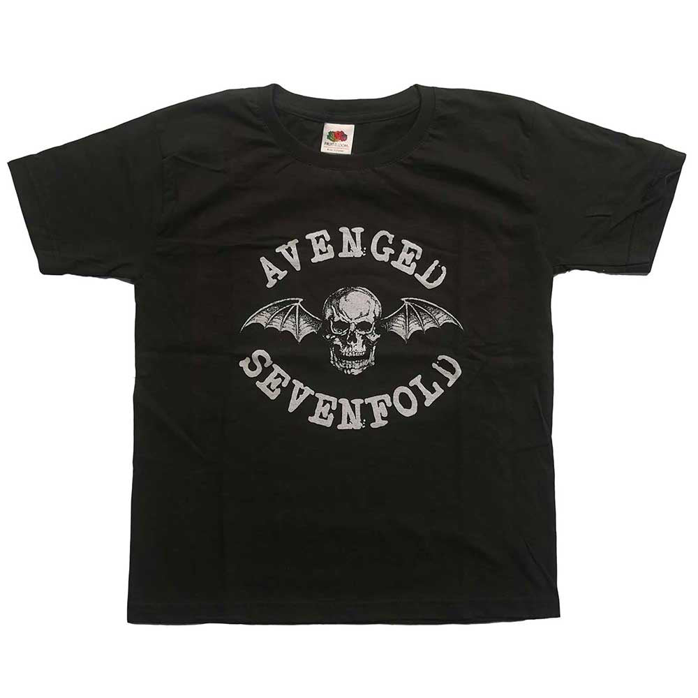 Avenged Sevenfold Kids T-Shirt - Classic Deathbat (Charcoal Grey)