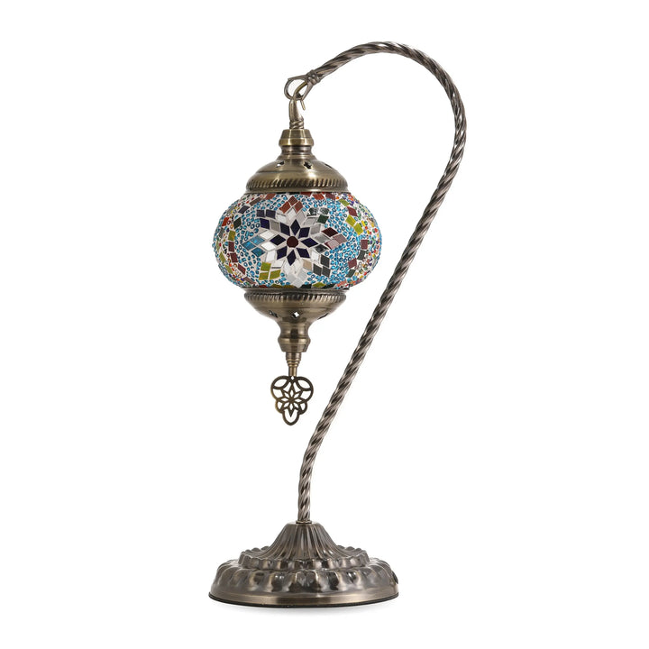 Marrakech Swan Neck Globe Shade Mosaic Moroccan Turkish Table Lamp