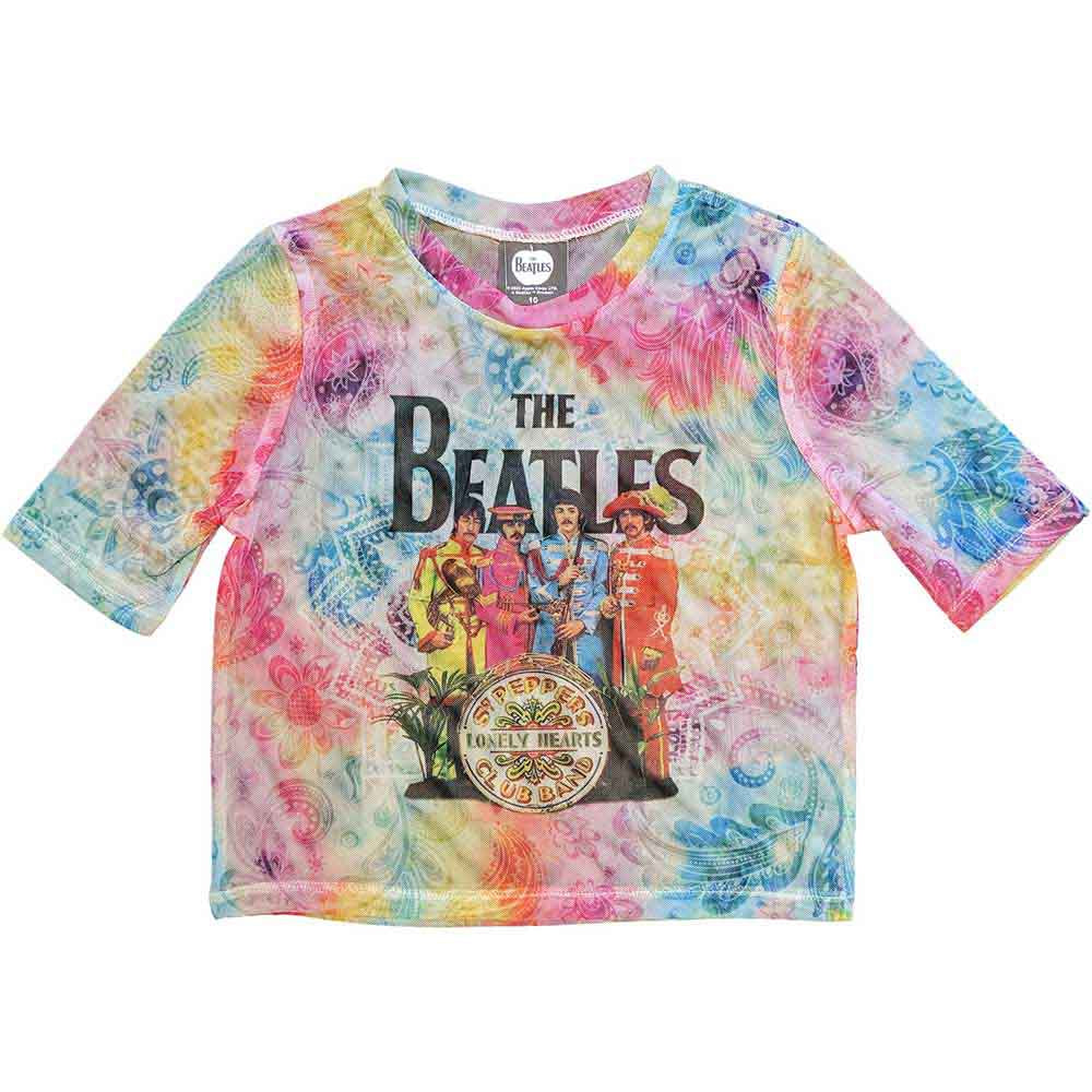 THE BEATLES LADIES CROP TOP: SGT PEPPER (MESH)