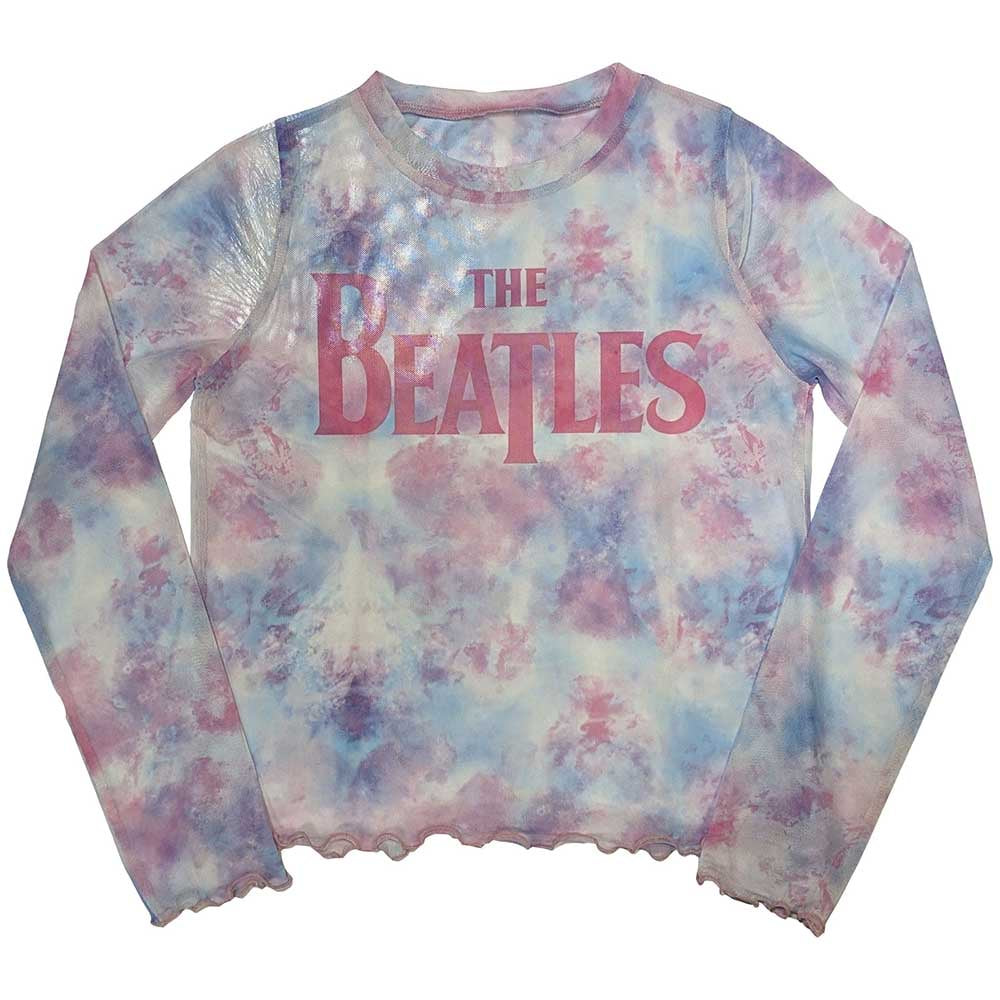 THE BEATLES LADIES LONG SLEEVE T-SHIRT: DROP T LOGO (MESH)