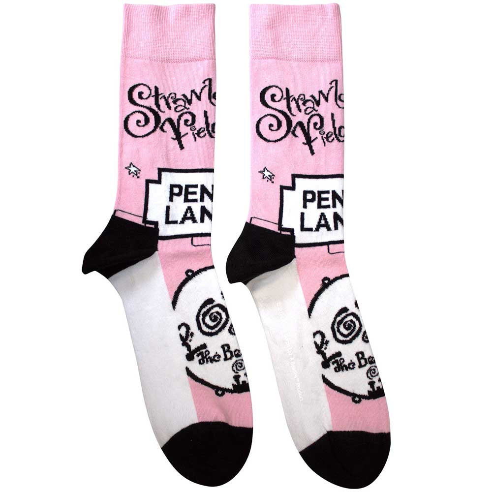 The Beatles Unisex Ankle Socks: Strawberry Fields/Penny Lane (Pink)
