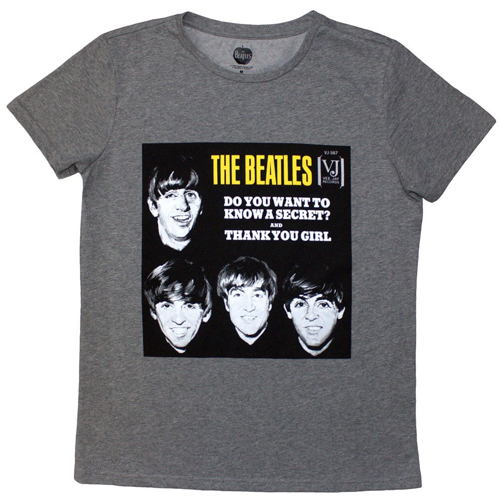 The Beatles Ladies T-Shirt: VJ Secret Sleeve (Grey)