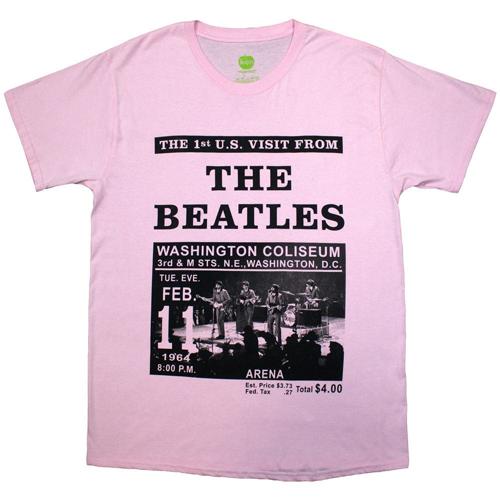 The Beatles Unisex T-Shirt: Washington '64 Promo (Pink)
