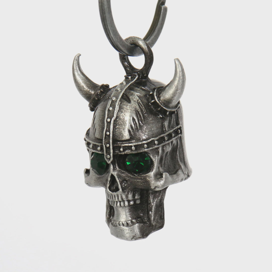 Hot Leathers Viking Skull Green Stones Bell BEM1049