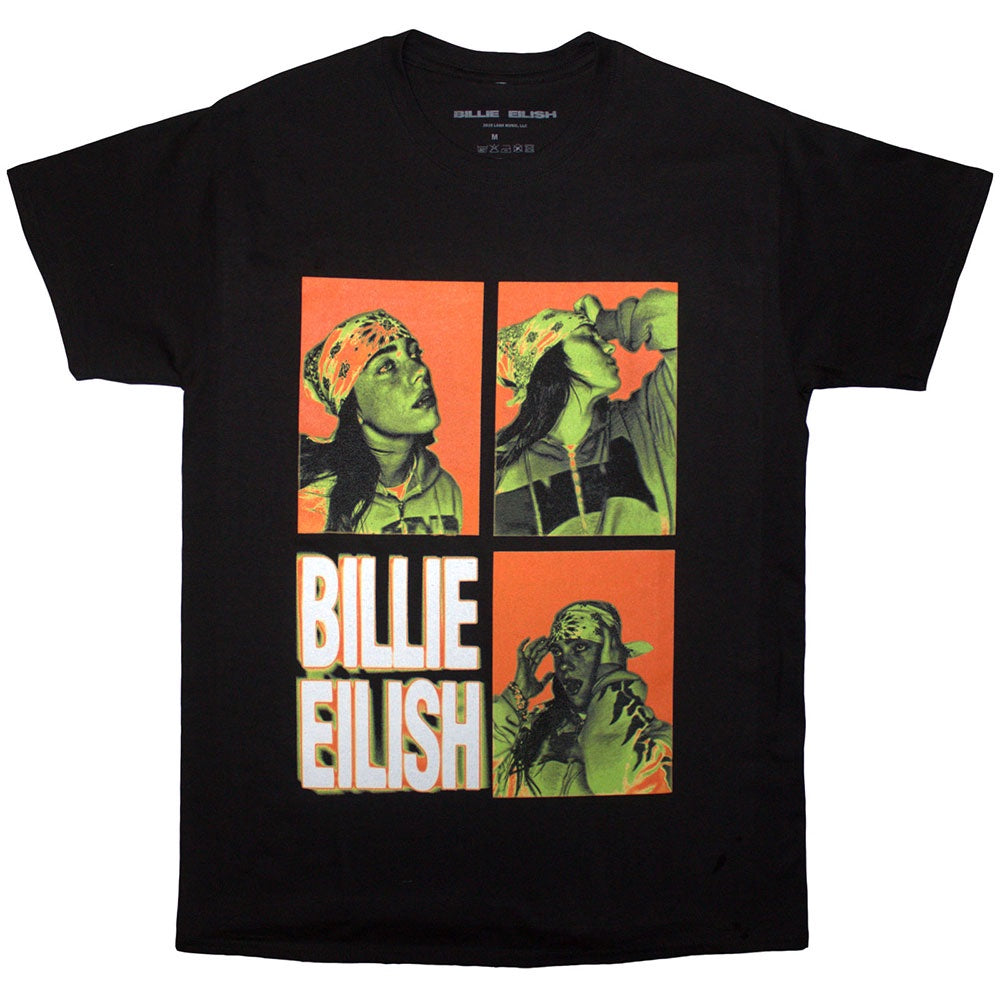 Billie Eilish Unisex T-Shirt: 3 Photo Logo (Black)