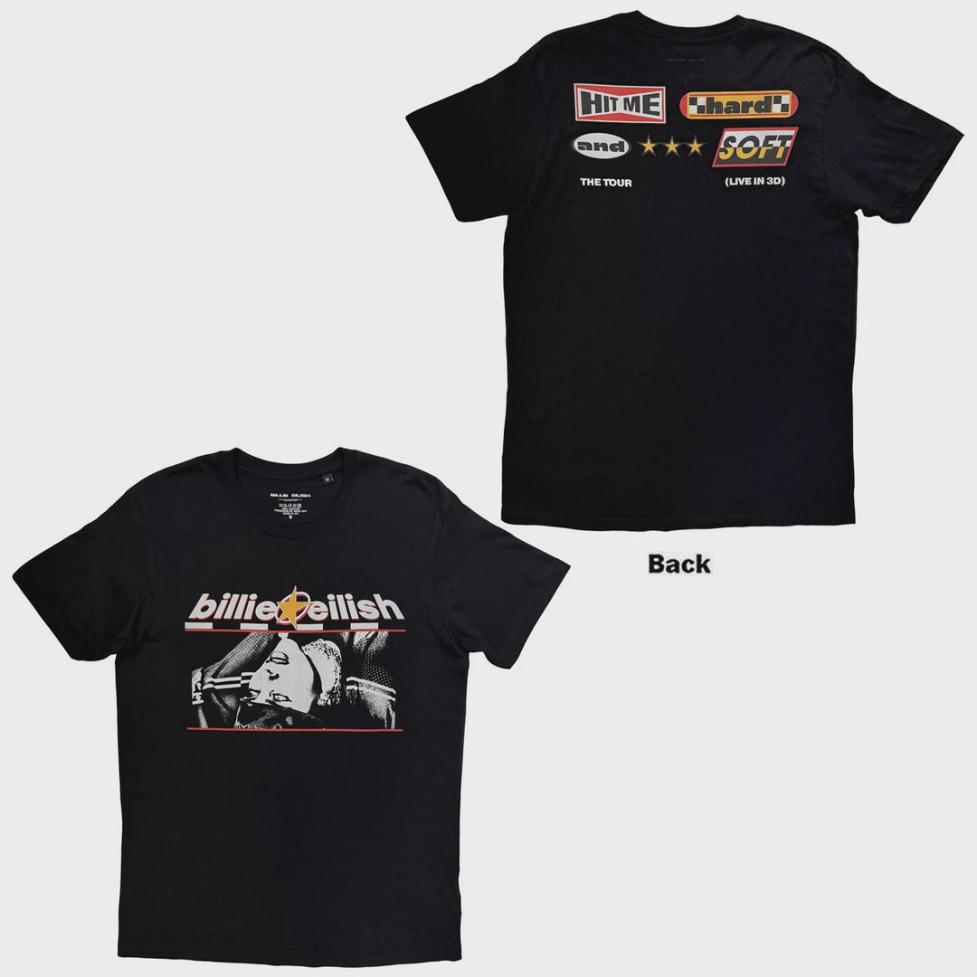 Billie Eilish Unisex T-Shirt: Racer Graphic (Black) (Back Print)