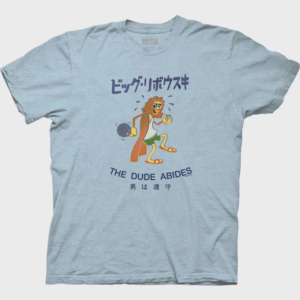 The Big Lebowski The Dude Abides Kanji Cartoon T-Shirt