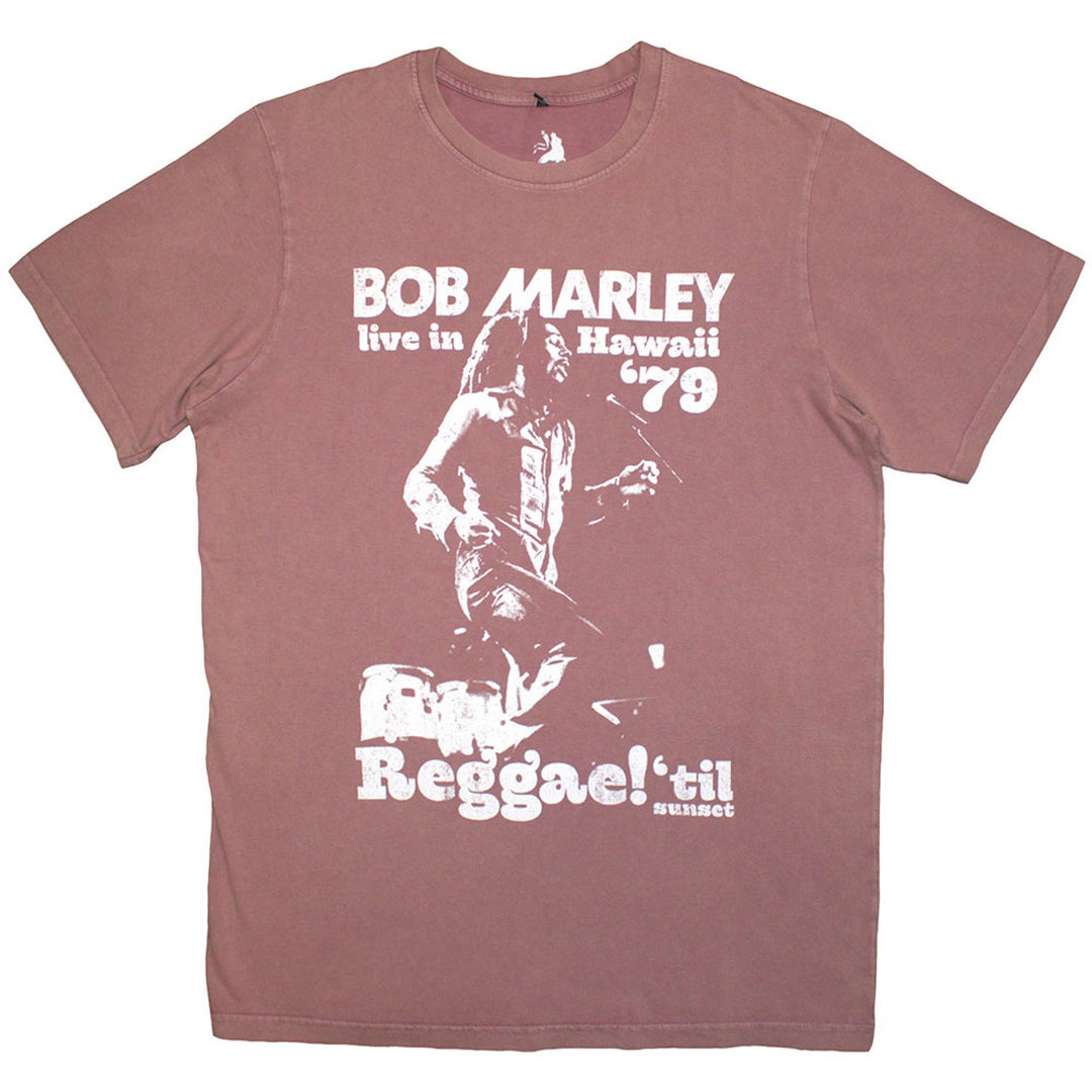 Bob Marley Unisex Stone Wash T-Shirt - Hawaii (Kashmir Red)