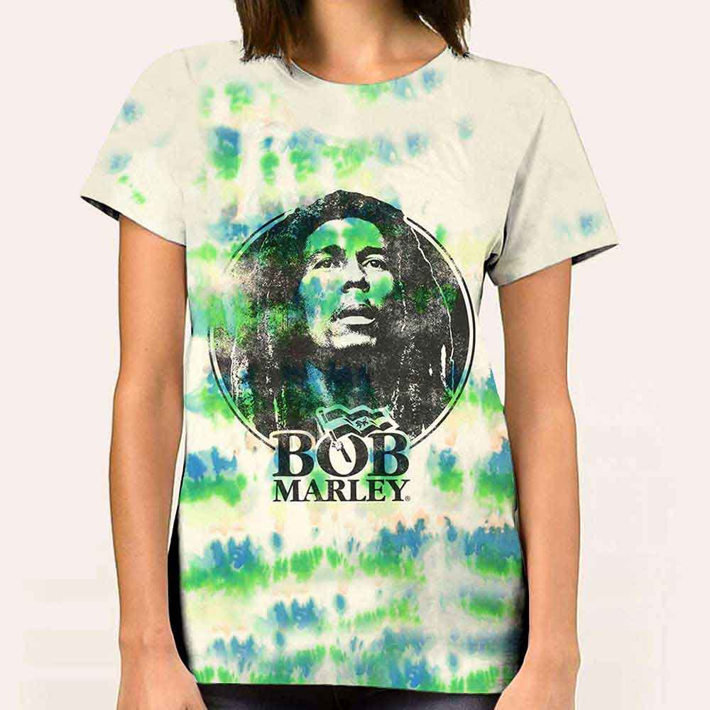 BOB MARLEY UNISEX T-SHIRT: BLACK & WHITE LOGO (WASH COLLECTION)