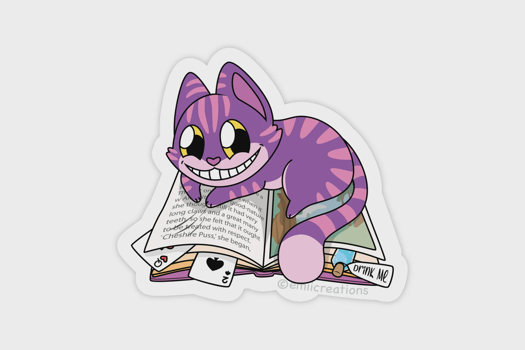 Alice in Wonderland Cheshire Cat Sticker - Book