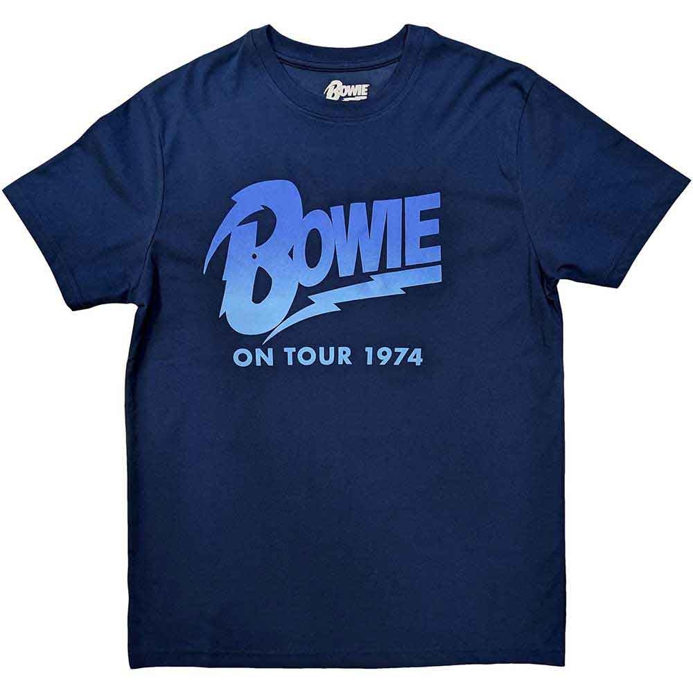 David Bowie Unisex T-Shirt - On Tour 1974 (Denim Blue)
