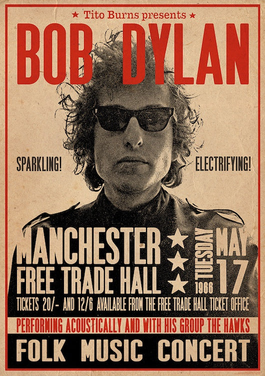 Bob Dylan Manchester Free Trade Hall Concert Promo Poster