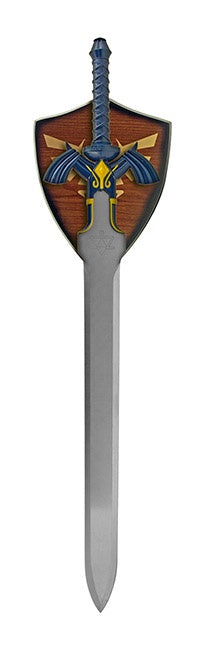 37.25" Legend of Zelda Link Master Sword Replica with Wooden Wall Mount Display - Blue and Yellow