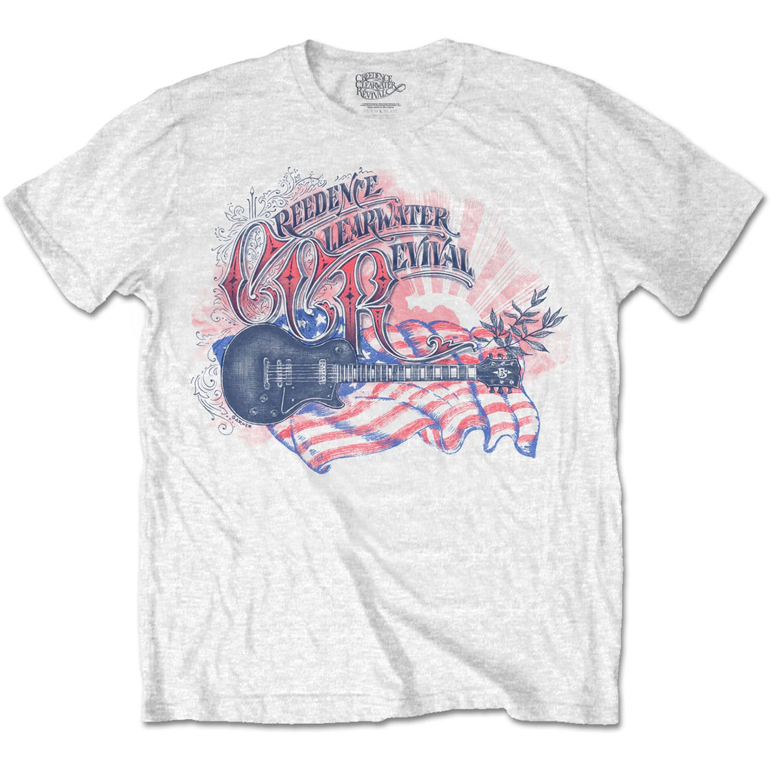 Rock Off - Creedence Clearwater Revival Guitar & Flag T-Shirt