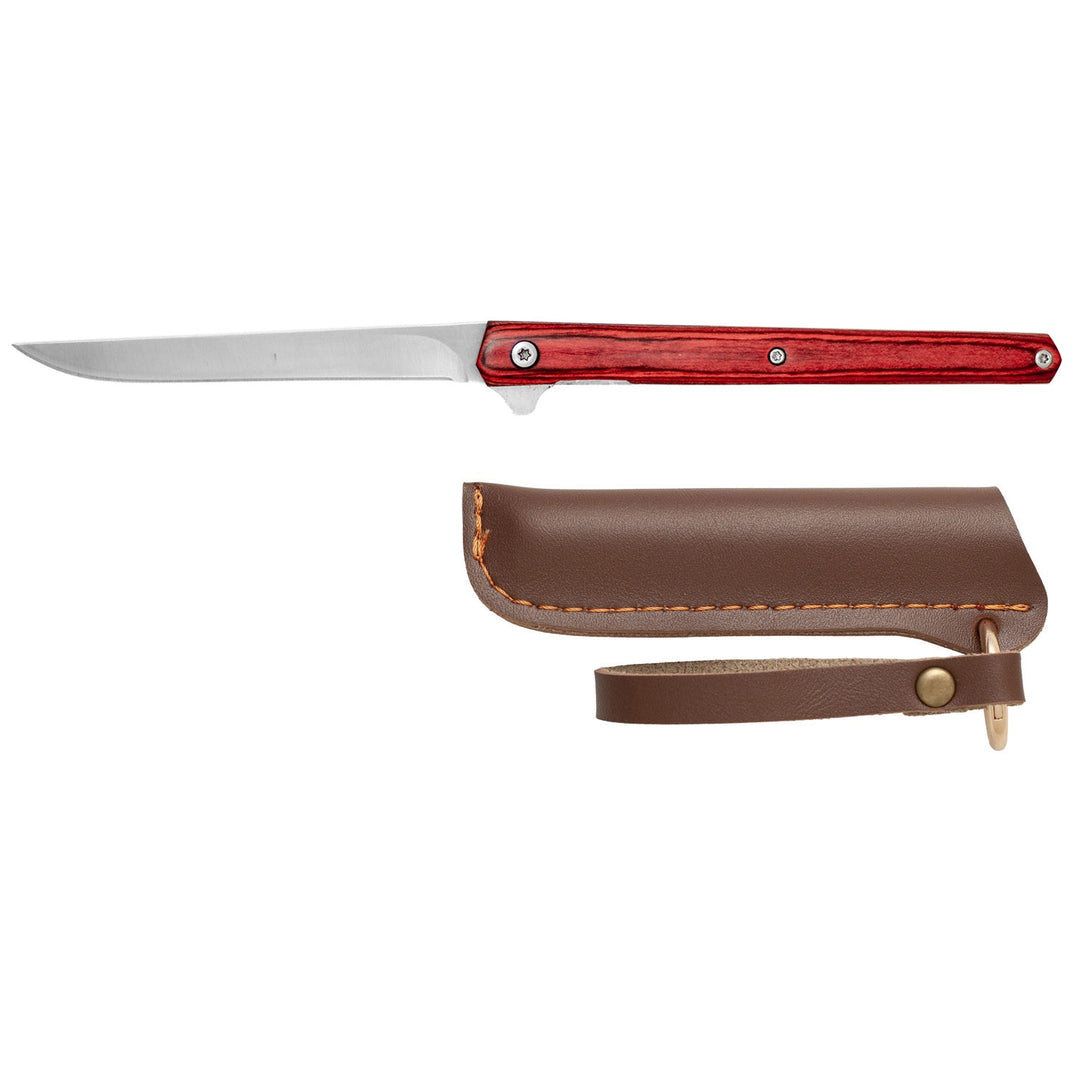 4.75" Slim Stiletto Spring Assist Folding Pocket Knife - Cherry Wood