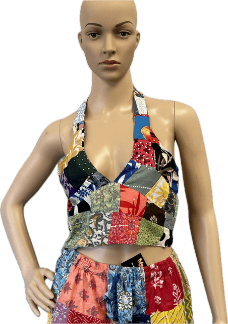 Patchwork Tie Halter Top
