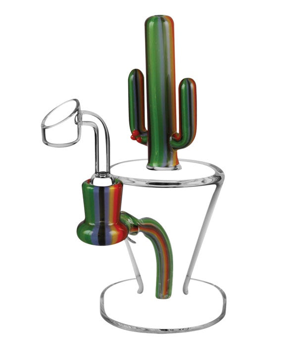 6" Striped Cactus UV Glass Water Pipe