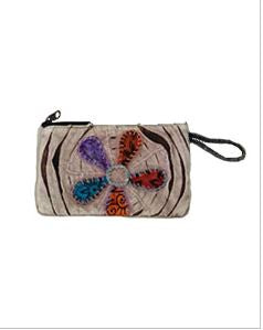 Embordered Flower Coin Purse w/Wristlet