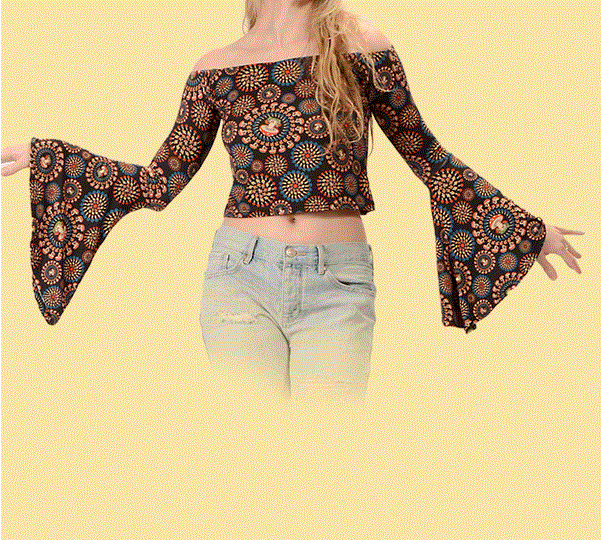 Gypsy Rose - Viscose Spandex Mushroom Bell Sleeve Blouse