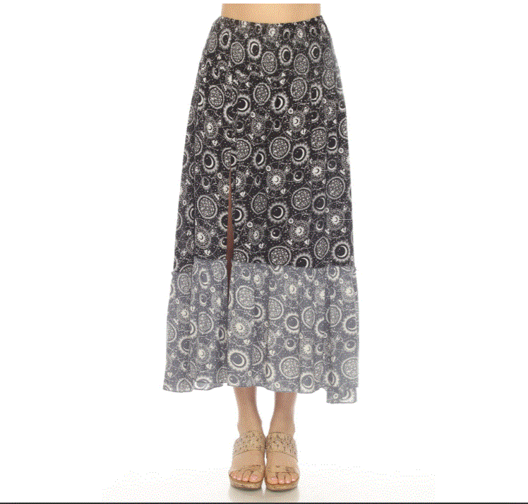 Lakhay's - Celestial Slit Ruffled Maxi Skirt