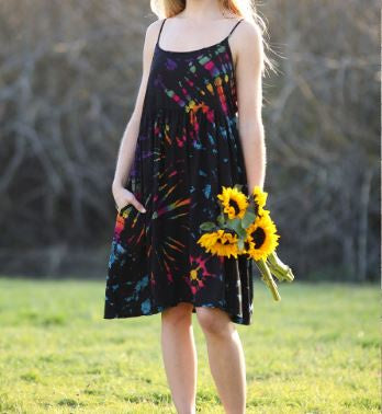 APRIL DRESS Rayon Open Back Short Mudmee Tie Dye Dress