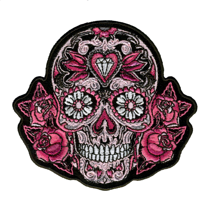 Hot Leathers - Pink Sugar Skull And Roses Ladies Patch