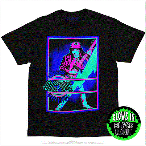 Liquid Blue - ACDC High Voltage Blacklight Black T-Shirt