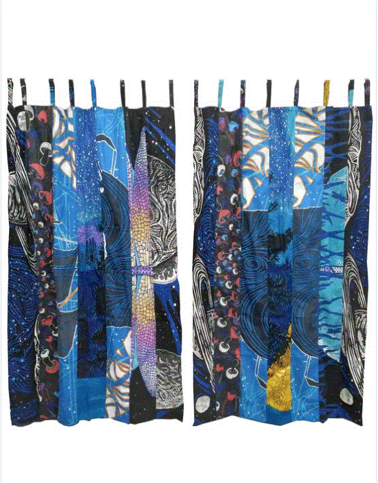 Sunshine Joy - Glow In The Dark Single Panel Tabbed Curtain