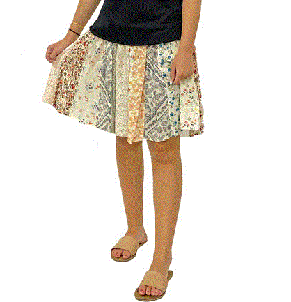 Blue Sky - Smocked Waist Panel Skirt