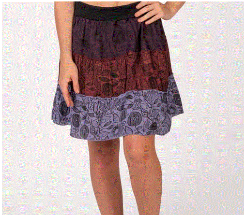 Soul Flower Three Tier Viscose Mini Skirt - Plum