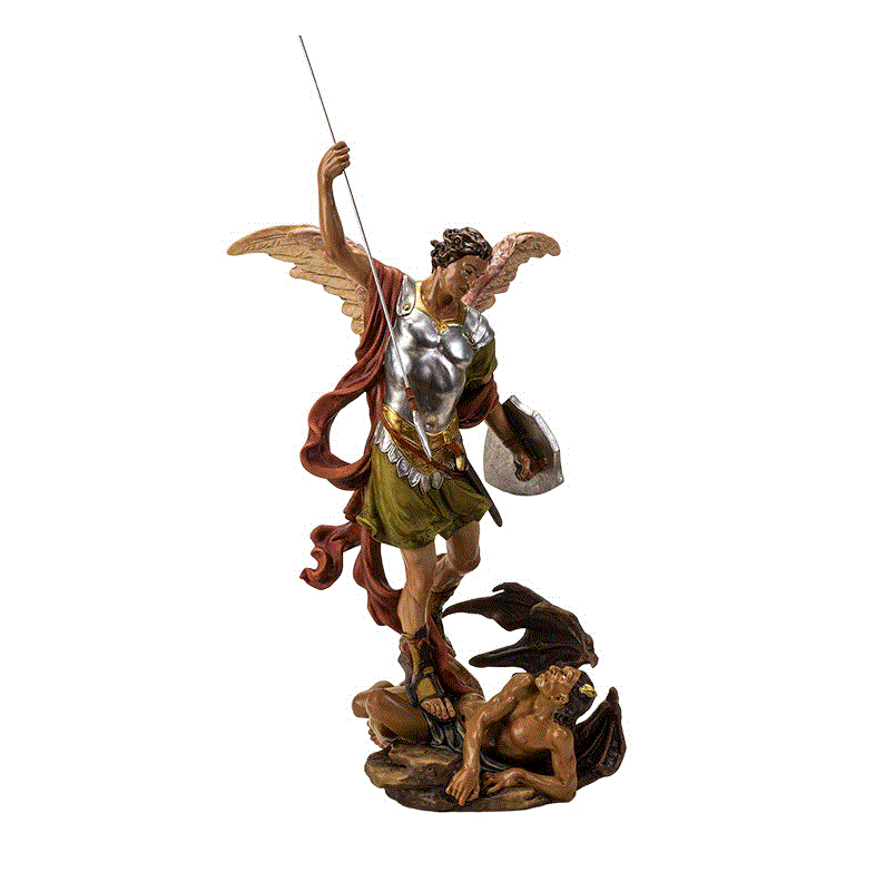 Pacific - Archangel Saint Michael Spearing Devil Statue