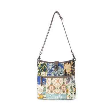 Willow Trace Canvas & Hairon Shoulder Bag - Geo Sage