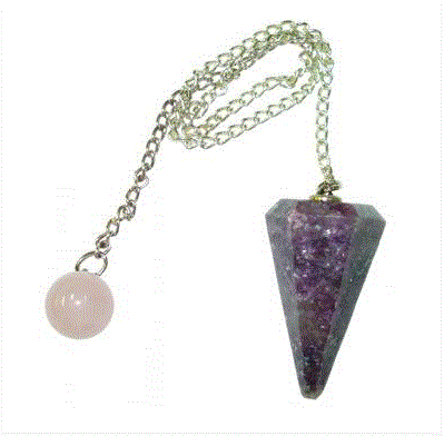 Benjamin - Lepidolite Pendulum w/Rose Quartz Ball & Long Chain