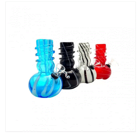 6" Mini Double Bubble Color Line Soft Glass Water Pipe