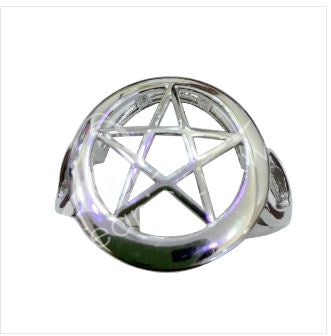 Pentacle Sterling Silver Ring - Adjustable (0.60")