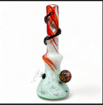 14" Pinched Base Frit Ball Wave Twist Grip Soft Glass