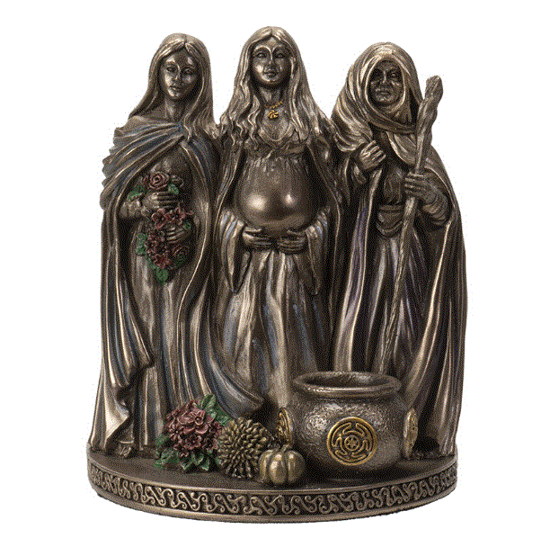 Triple Goddess "Maiden Mother" Crone Bronze Statue 15037