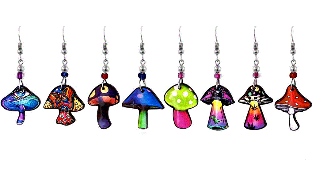 Acrylic Psychedelic Mushroom Shaped Earrings