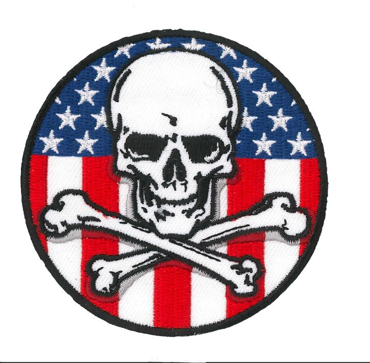 Hot Leathers - Flag Skull Circle 3" Patch