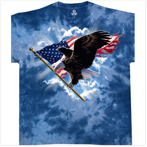 Liquid Blue - Patriotic Flying Eagle Tie-Dye T-Shirt