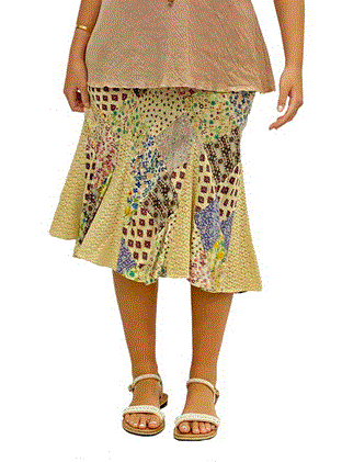 Blue Sky - Diamond Patchwork 3/4 Length Skirt