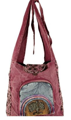 Embroidered Tree Of Life Crossbody Tie Bag