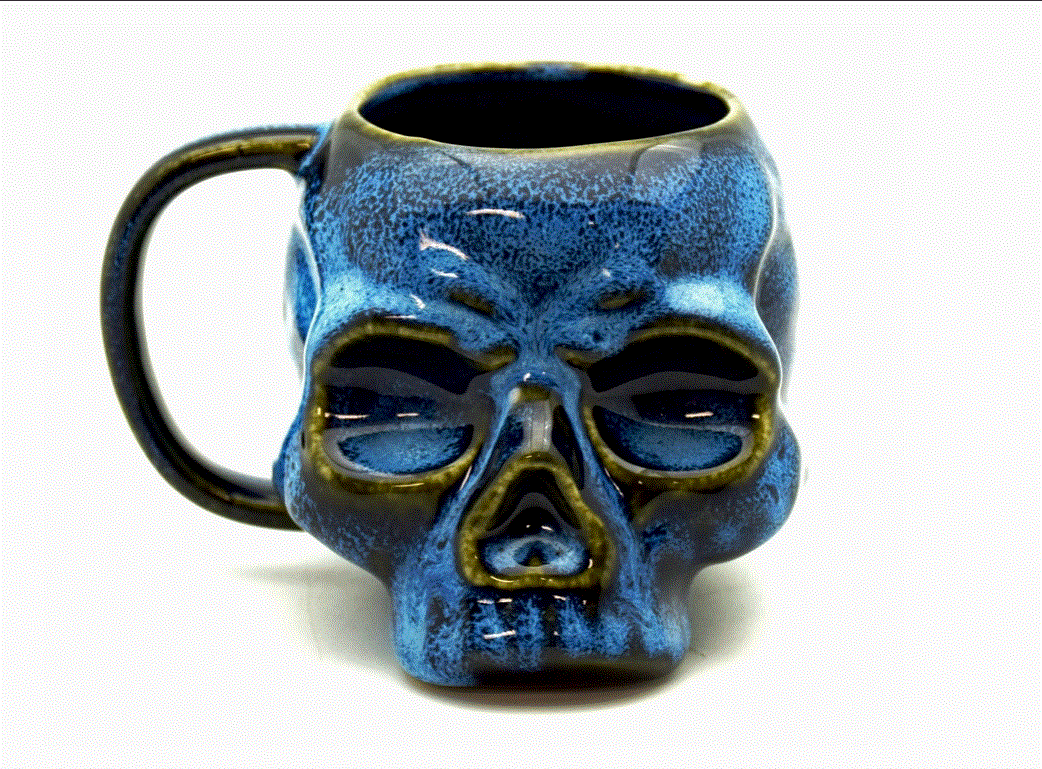 Fantasy Gifts - Blue Glazed Skull Mug