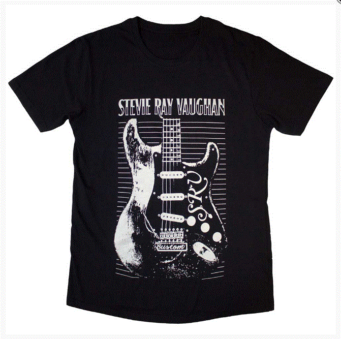 Stevie Ray Vaughan Unisex T-Shirt - Guitar (Black)