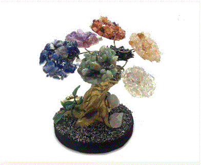 Large Chakra Tree of Life Figurine Chip Stone Table Ornament