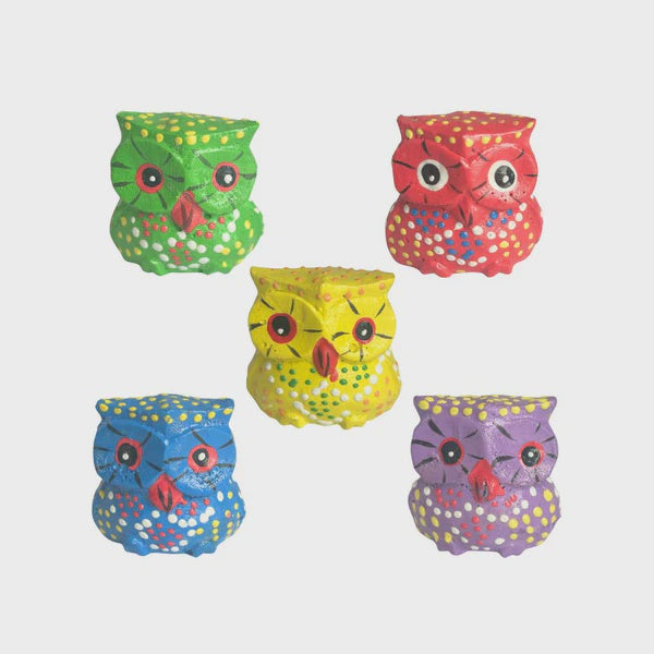 Colorful Wooden Owl Figurine